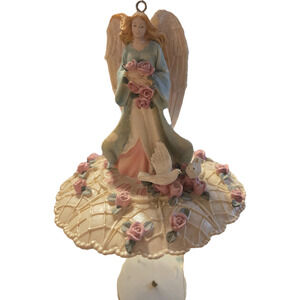 ​Vintage Angel & Dove Wind Chime Mobile Rose Dome Gold Tone Chimes